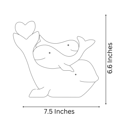 Wooden Whale Family Keepsake | Polished surface with shiny finish | Fungus Proof