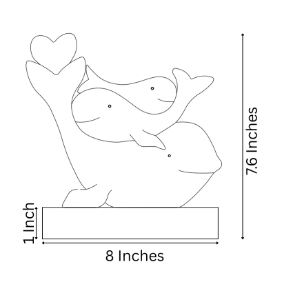 Wooden Whale Family Keepsake | Polished surface with shiny finish | Fungus Proof