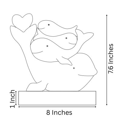 Wooden Whale Family Keepsake | Polished surface with shiny finish | Fungus Proof