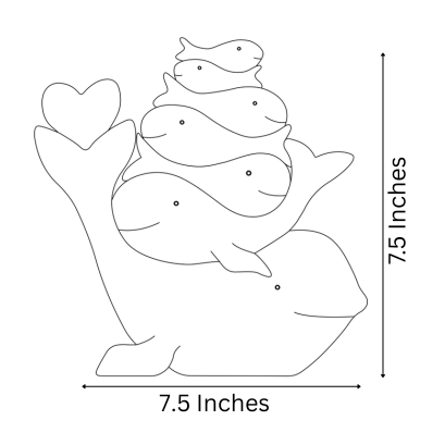 Wooden Whale Family Keepsake | Polished surface with shiny finish | Fungus Proof