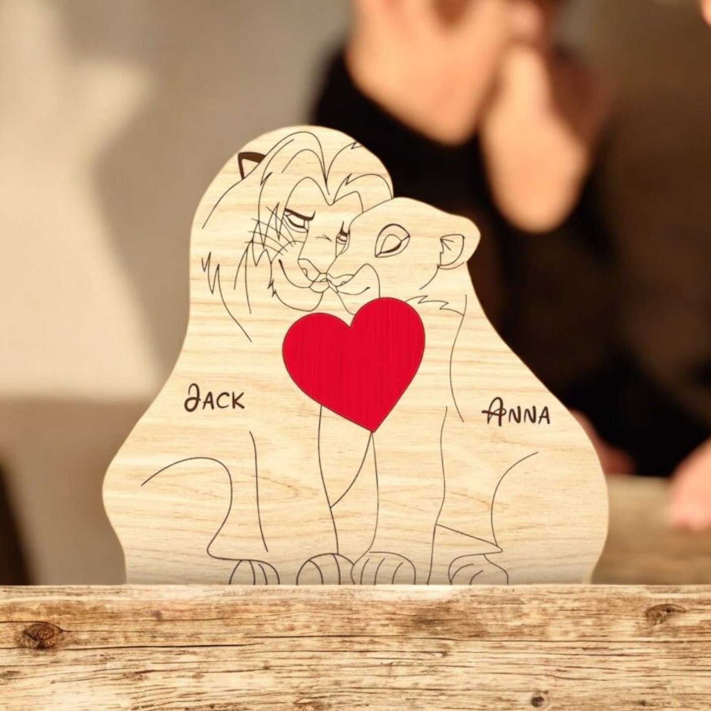 Wooden Lion Family - Beech Wood | Polished surface with shiny finish | Fungus Proof
