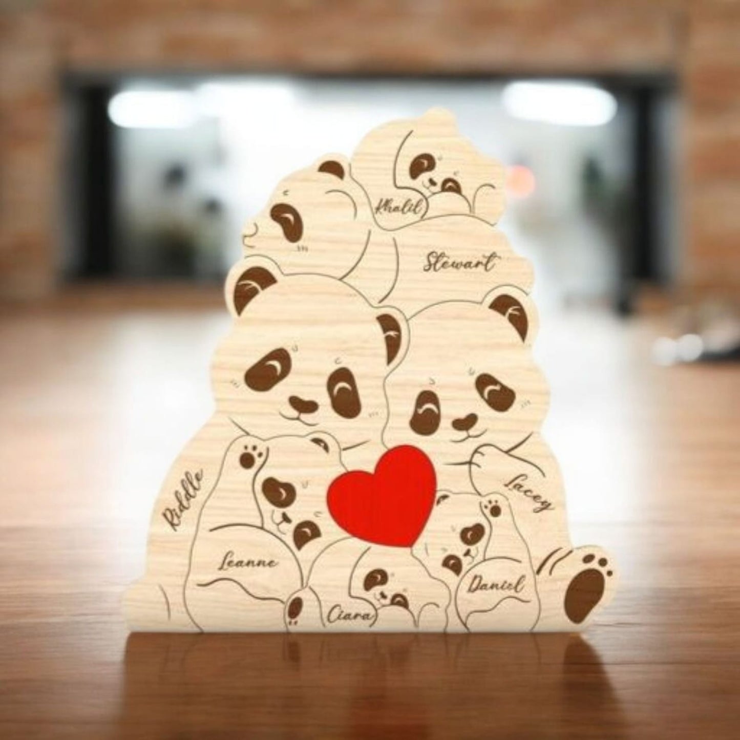 Wooden Panda Family  | Polished surface with shiny finish | Fungus Proof