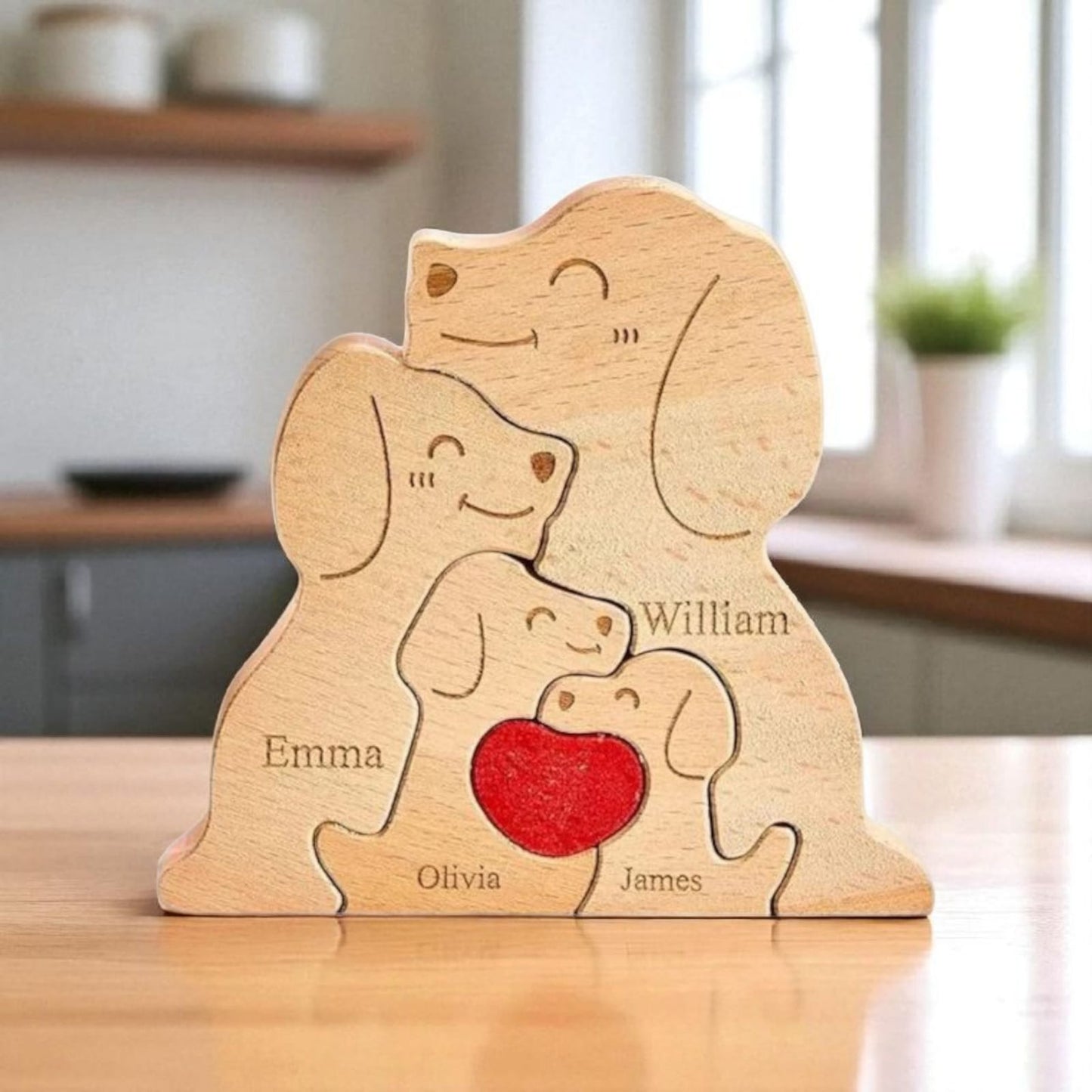 Wooden Dog Family Keepsake