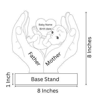 Baby in Hands Keepsake  | Polished surface with shiny finish | Fungus Proof