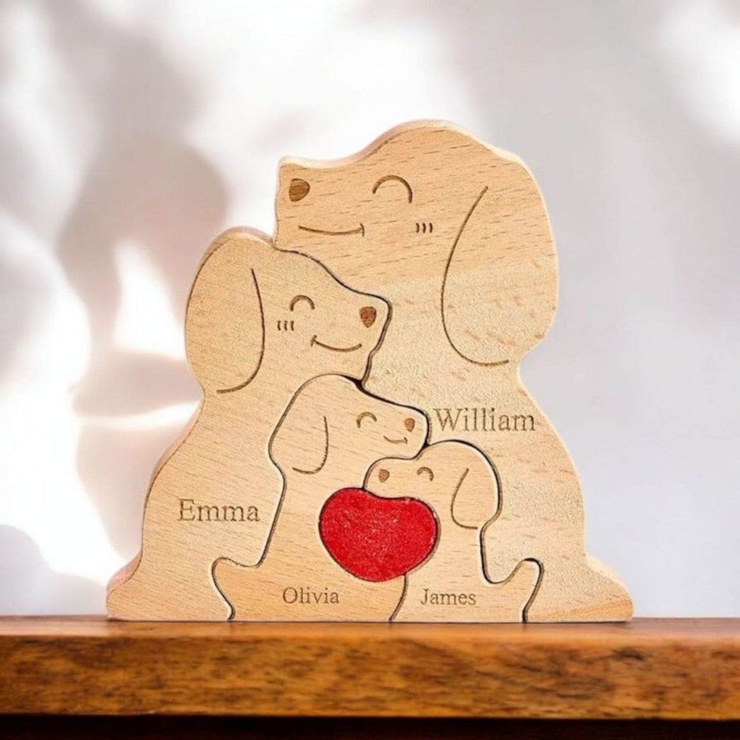 Wooden Dog Family Keepsake