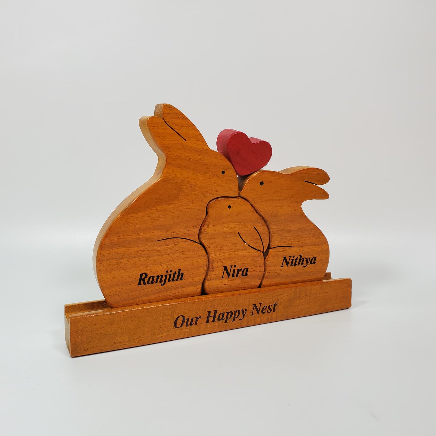 Rabbit family with one kid