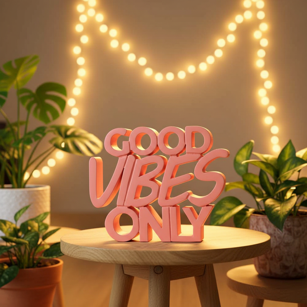 Good Vibes Only – Room with Rope Lights & Plants