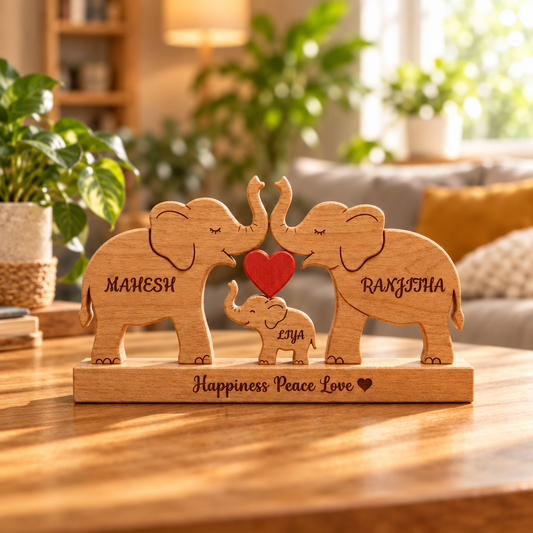 Keepsake on a sunlit wooden table with plants in the background