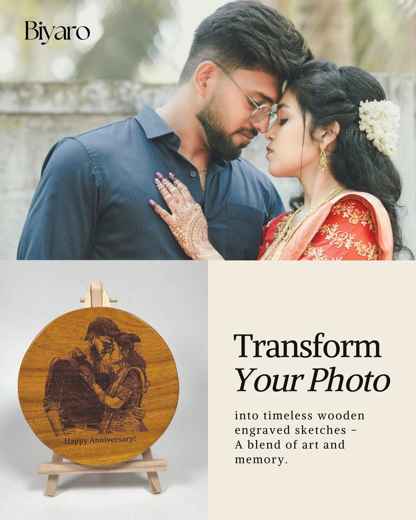 Personalized photo engraved Golden wood coin