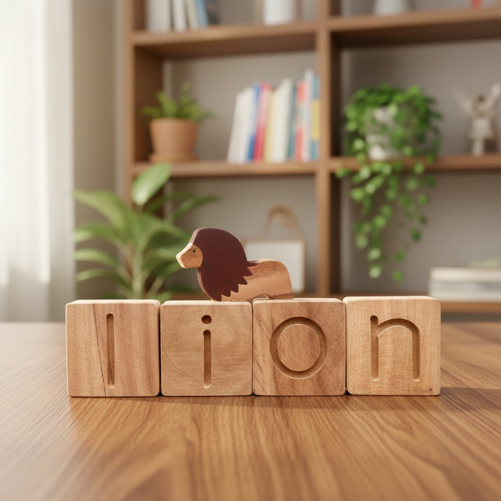 Lion Toy with Cozy Background
