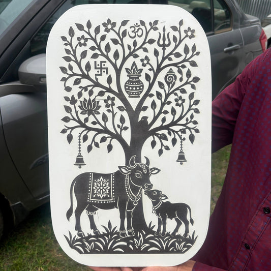 Sacred Gau Mata Tree of Life – Divine Wall Art | Polished surface with shiny finish | Fungus Proof
