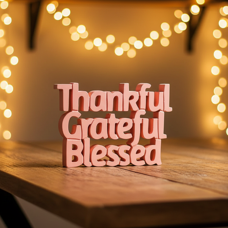 Thankful Grateful Blessed – Table with Rope Lights