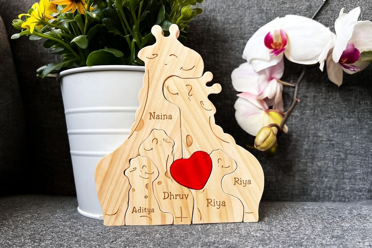 Wooden Giraffe Family  | Polished surface with shiny finish | Fungus Proof